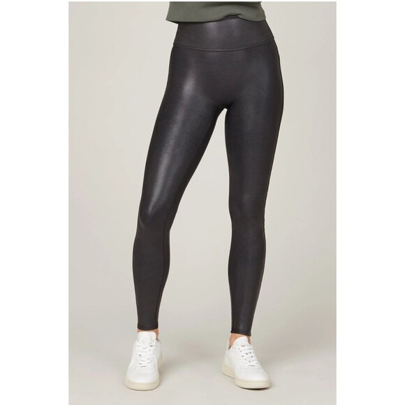 SPANX Faux Leather Leggings Womens Medium M Black - Picture 2 of 6